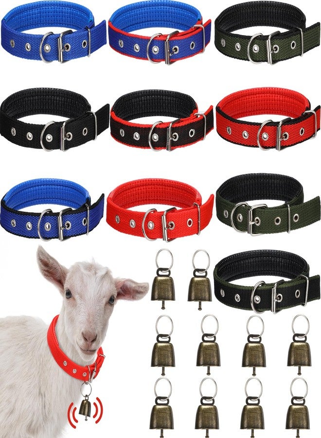 Clysee 10 Sets Adjustable Small Goat Collars with Bells Cow Horse Sheep Copper Bronze Bells Pet Collar Goat Supplies for Farm Animal Accessories - Image 1